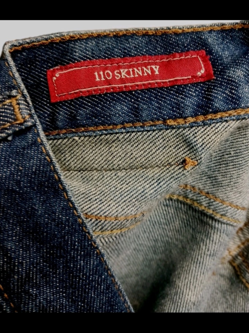 Lucky Brand 110 Selvedge Jeans 33x32 Candiani Italy Skinny Maers Way Dark EUC - Picture 7 of 8